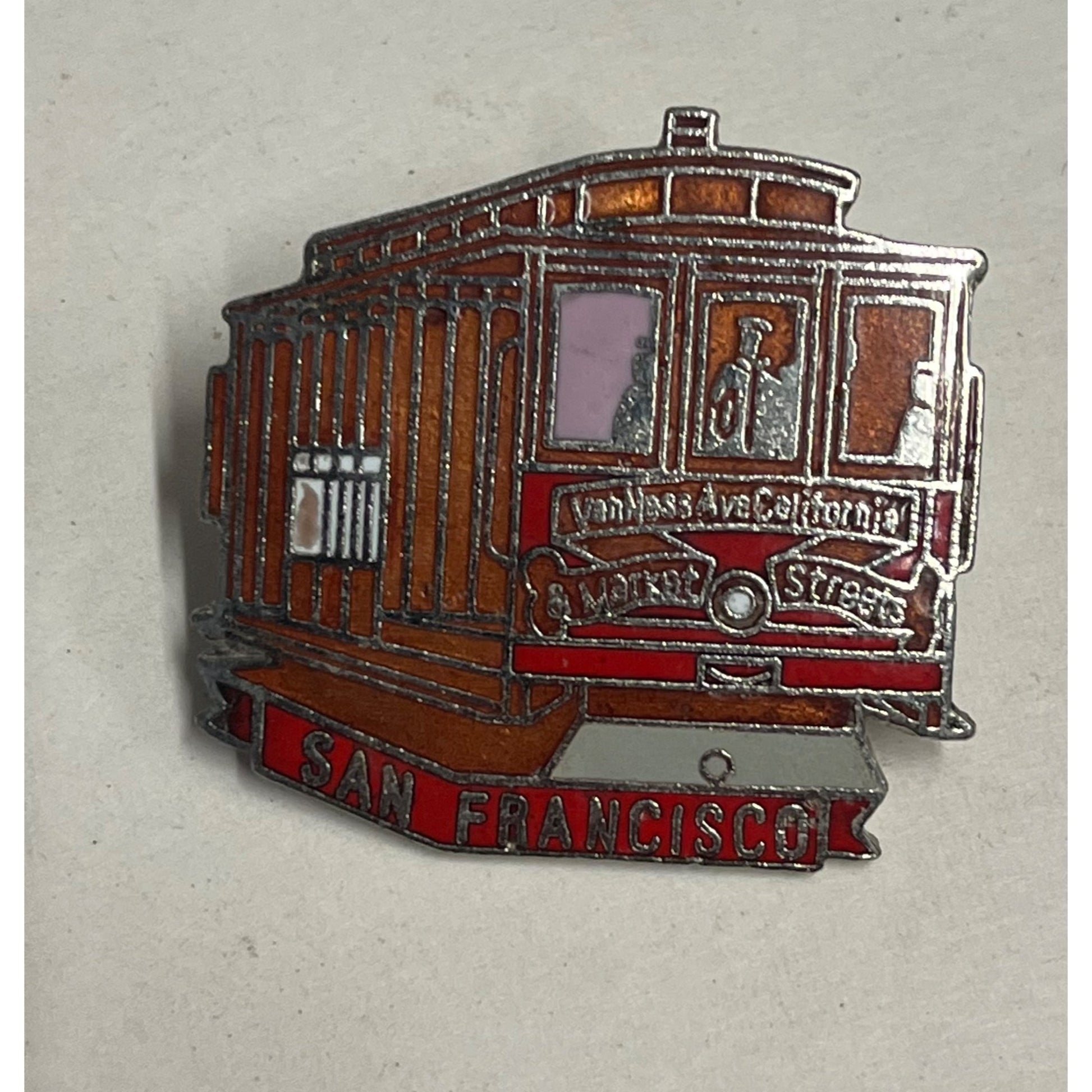 Vintage San Francisco California Souvenir Enamel Cable Car Lapel Pin by MAFCO