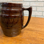 Vintage Stoneware Ceramic Pitcher Barrel Brown Beer Glazed