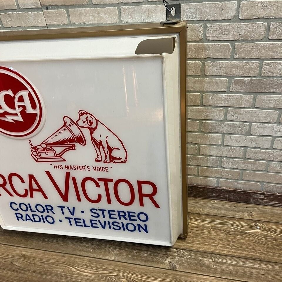 Vintage RCA Victor Radio Television Sign Plastic Double-Sided Sign