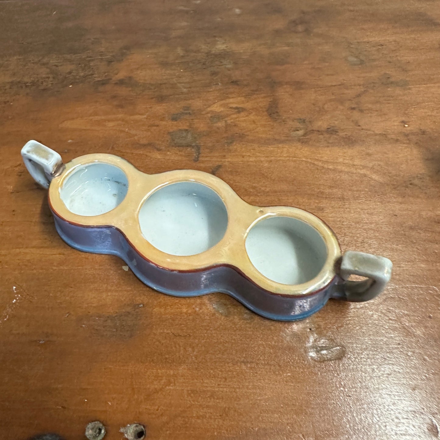 Vintage 1930s Takito Japan Lusterware Salt & Pepper & Mustard Set Floral