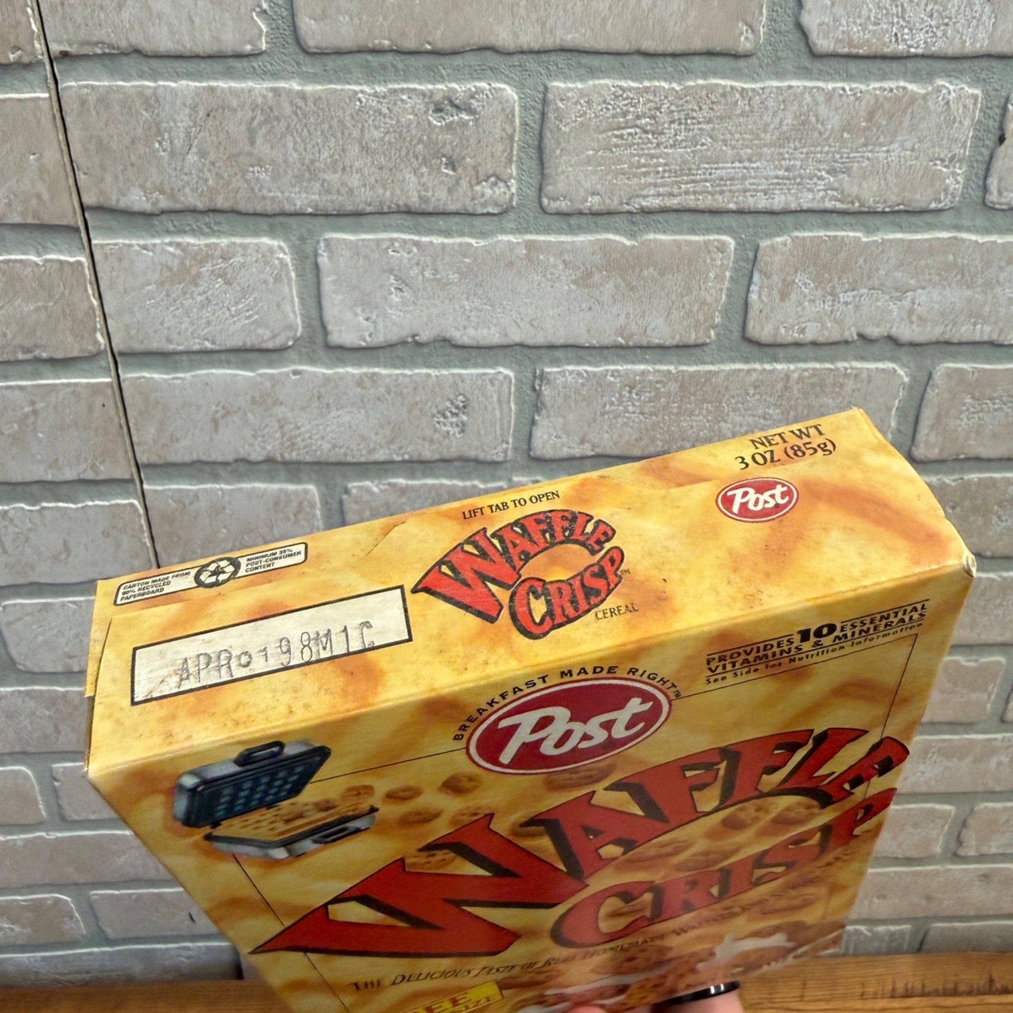 Post Waffle Crisp Cereal Trial Size Box Empty 1998 3oz