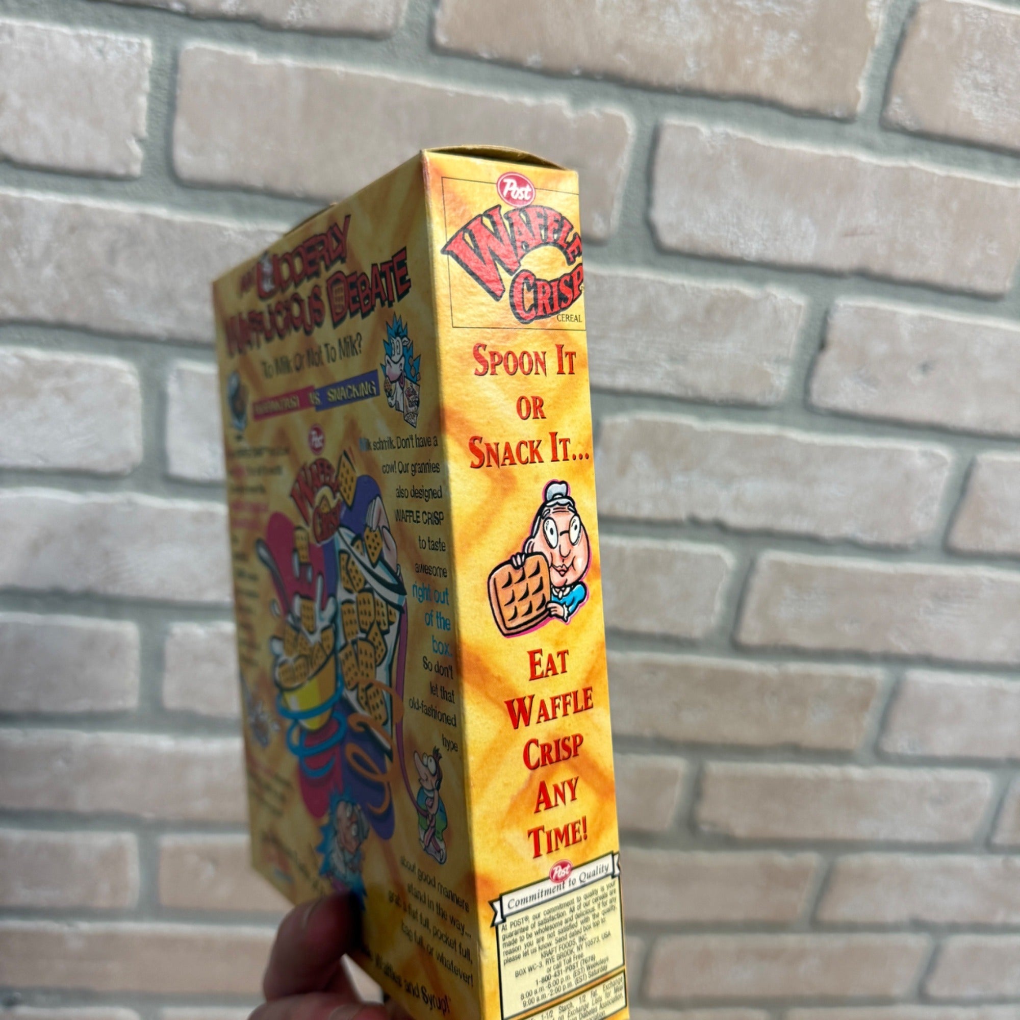 Post Waffle Crisp Cereal Trial Size Box Empty 1998 3oz