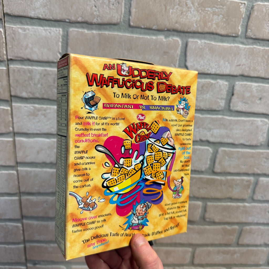 Post Waffle Crisp Cereal Trial Size Box Empty 1998 3oz