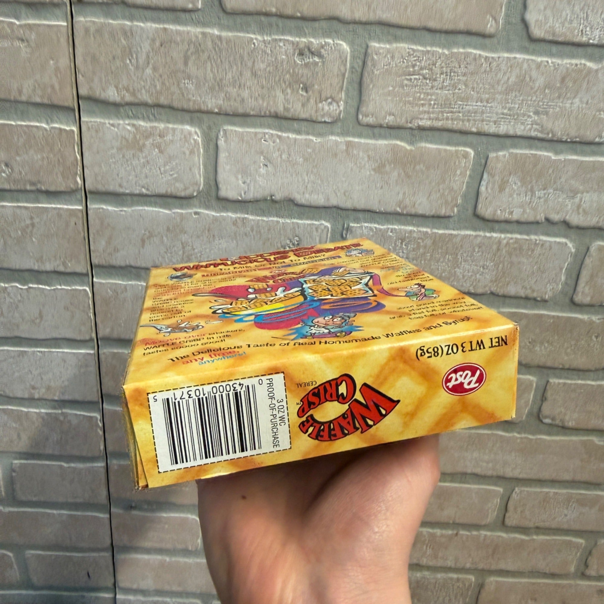 Post Waffle Crisp Cereal Trial Size Box Empty 1998 3oz