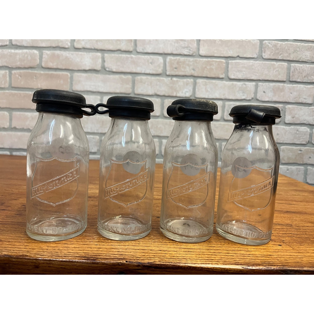 Vintage Mojonnier Milk Diary Tester Sample Glass Bottles Lot (4) w Rubber Stoppers