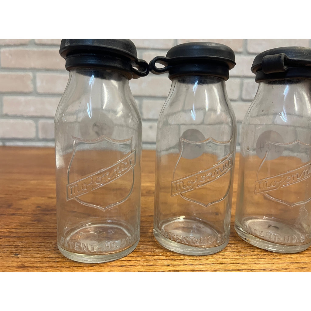 Vintage Mojonnier Milk Diary Tester Sample Glass Bottles Lot (4) w Rubber Stoppers
