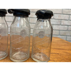 Vintage Mojonnier Milk Diary Tester Sample Glass Bottles Lot (4) w Rubber Stoppers