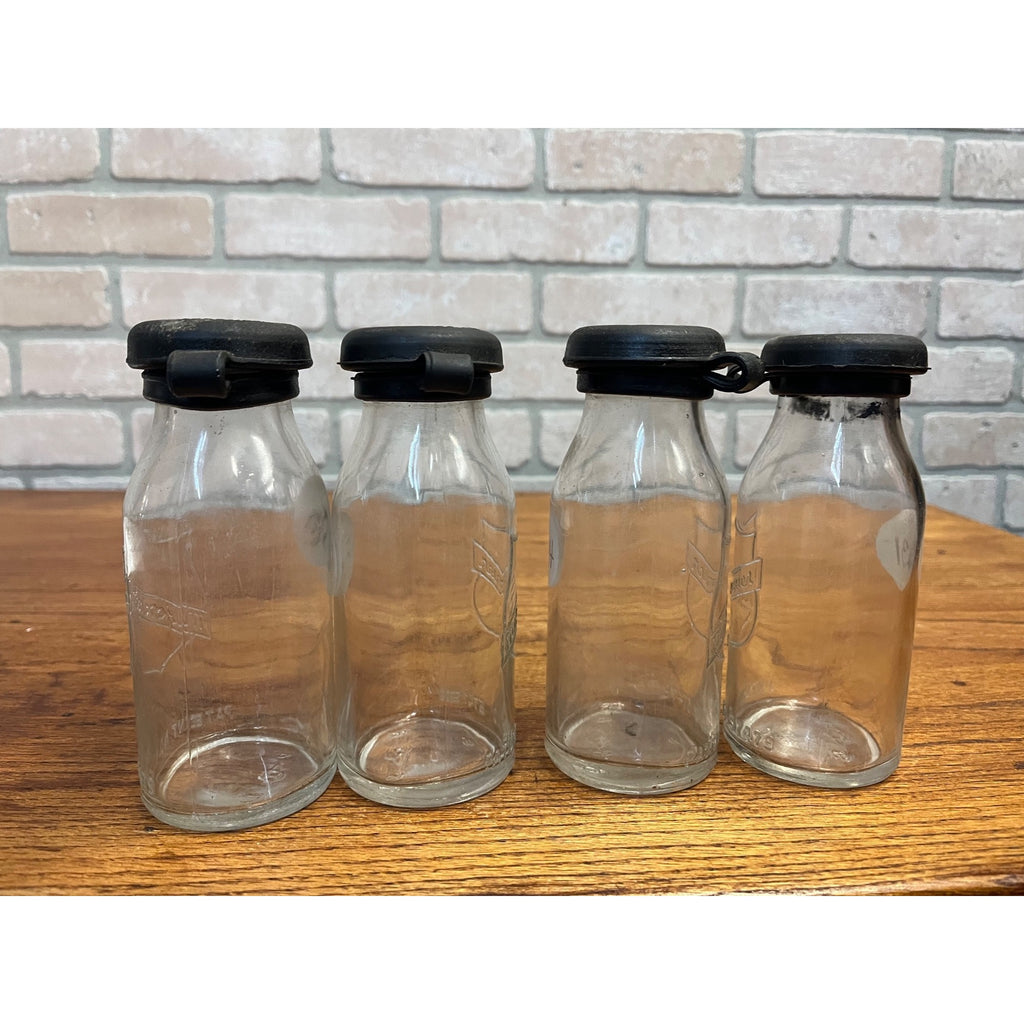 Vintage Mojonnier Milk Diary Tester Sample Glass Bottles Lot (4) w Rubber Stoppers