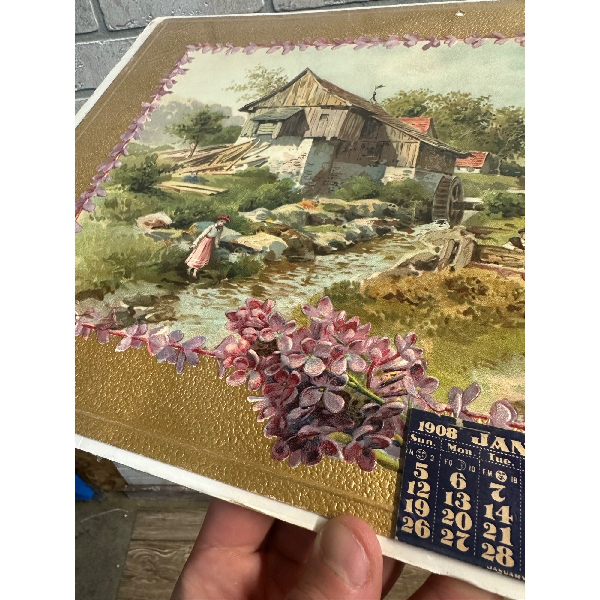 Antique 1908 R. Munz Boston Mass Advertising Calendar Victorian Floral