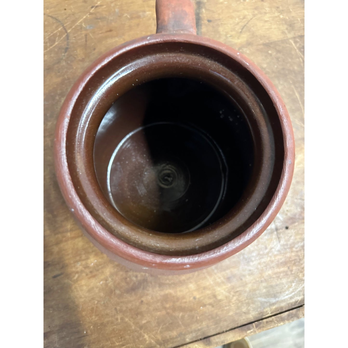 Antique 1800s Earthenware Clay Stoneware Measure Handled Bowl - Wisconsin