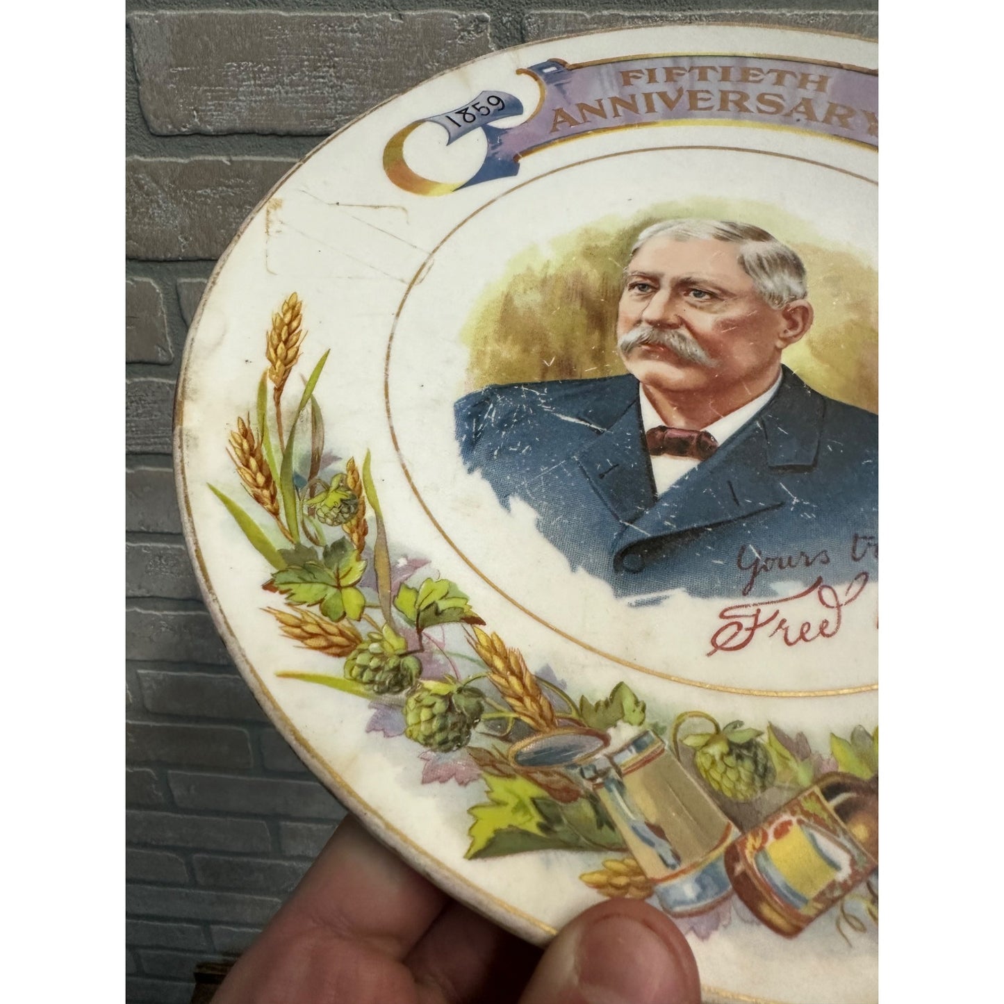 FRED KRUG BREWING CO. 1859 - 1909 ADVERTISING PLATE ORIGINAL PRE-PROHIBITION