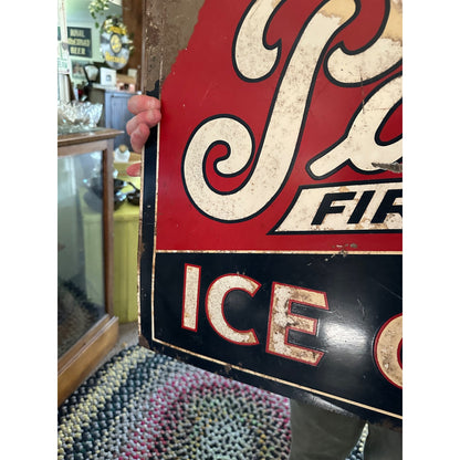 Vintage 1930s Parkin Ice Cream Advertising Double-Sided Sign Marshfield Wis