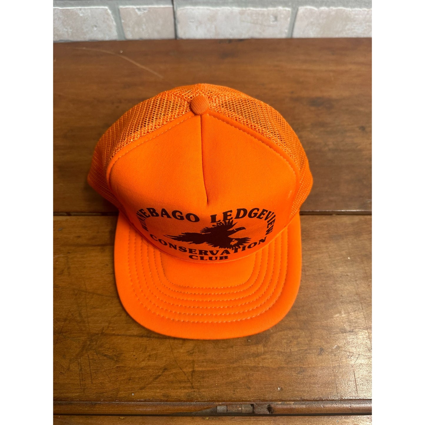 Vintage Blaze Orange Hunting Hat Winnebago Ledgeview Conservation Club Snapback hat