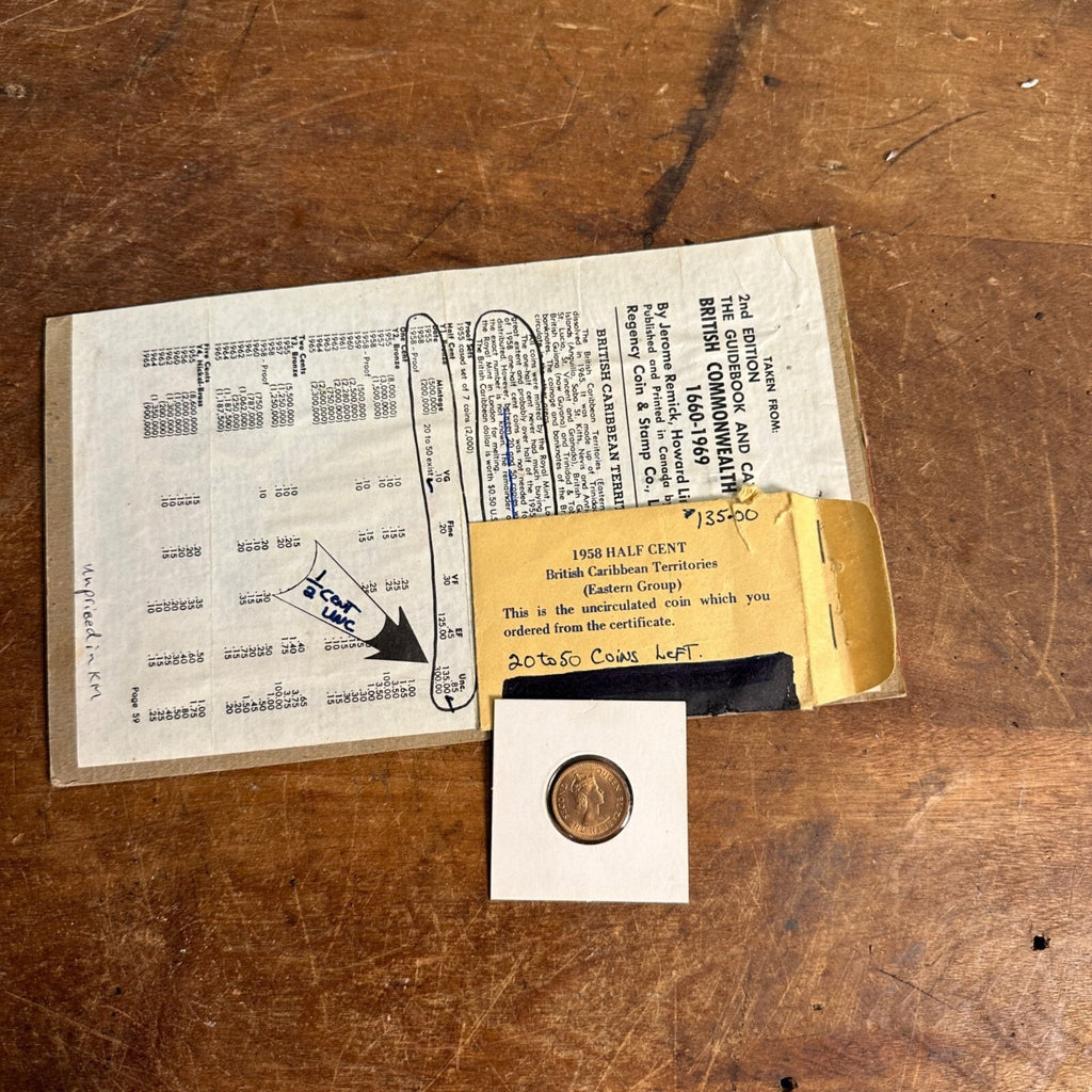 1958 British East Caribbean Bronze Half Cent Uncirculated w/ Original Packaging