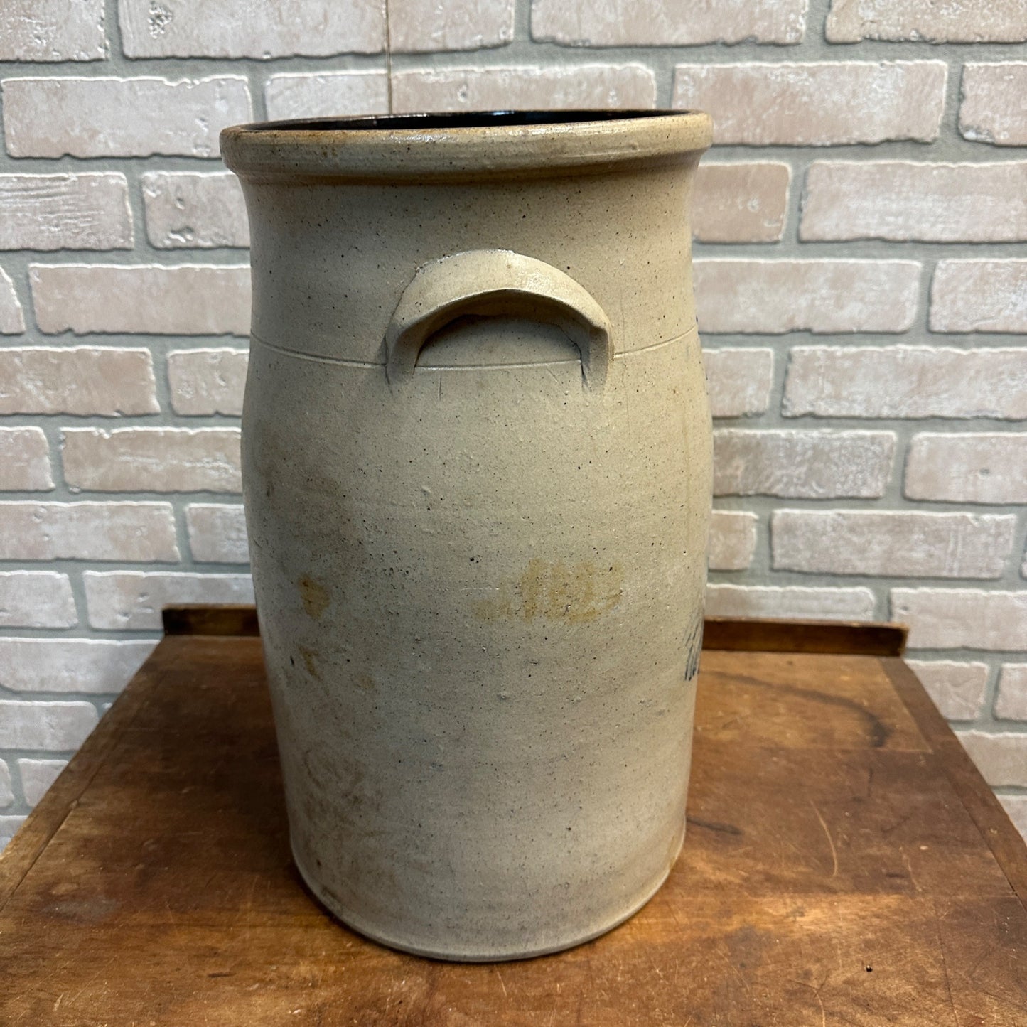 Antique Primitive Chicken Stencil Ohio Valley Butter Churn Stoneware Crock