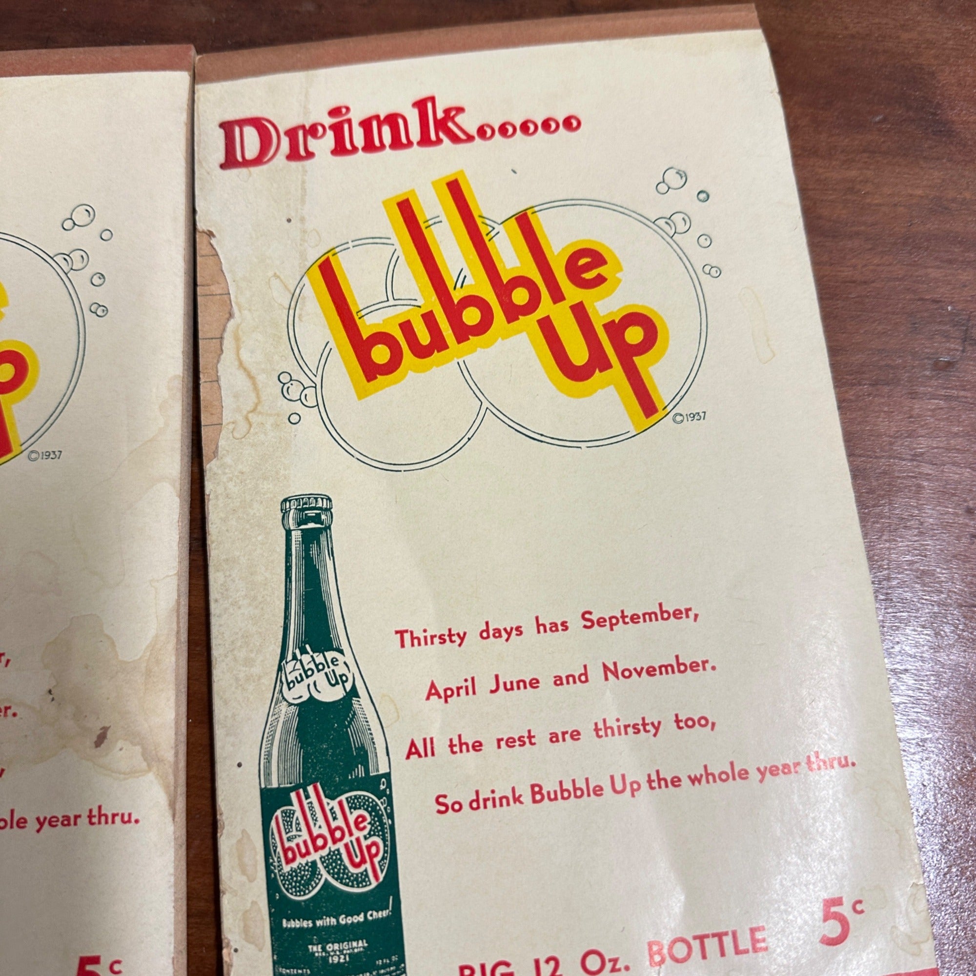 Vintage 1940s Drink Bubble Up Soda Advertising Notepads Lot (2) Milwaukee Wis