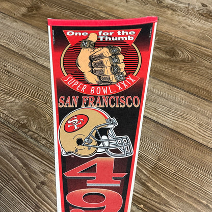 NFL SAN FRANCISCO 49ERS, EXTREMELY RARE 1994 SUPERBOWL XXIX WALL PENNANT