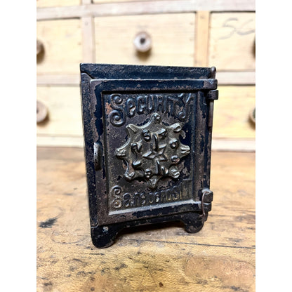 Antique Security Safe Deposit Cast Iron Combination Still Bank - Ornate
