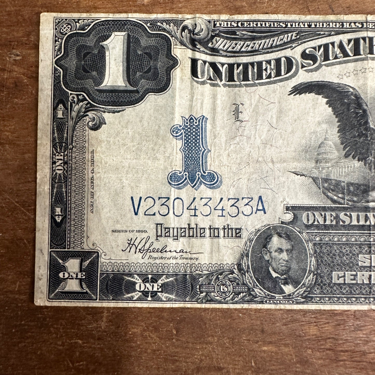 1899 Black Eagle $1 Silver Certificate Note Bill One Dollar VF