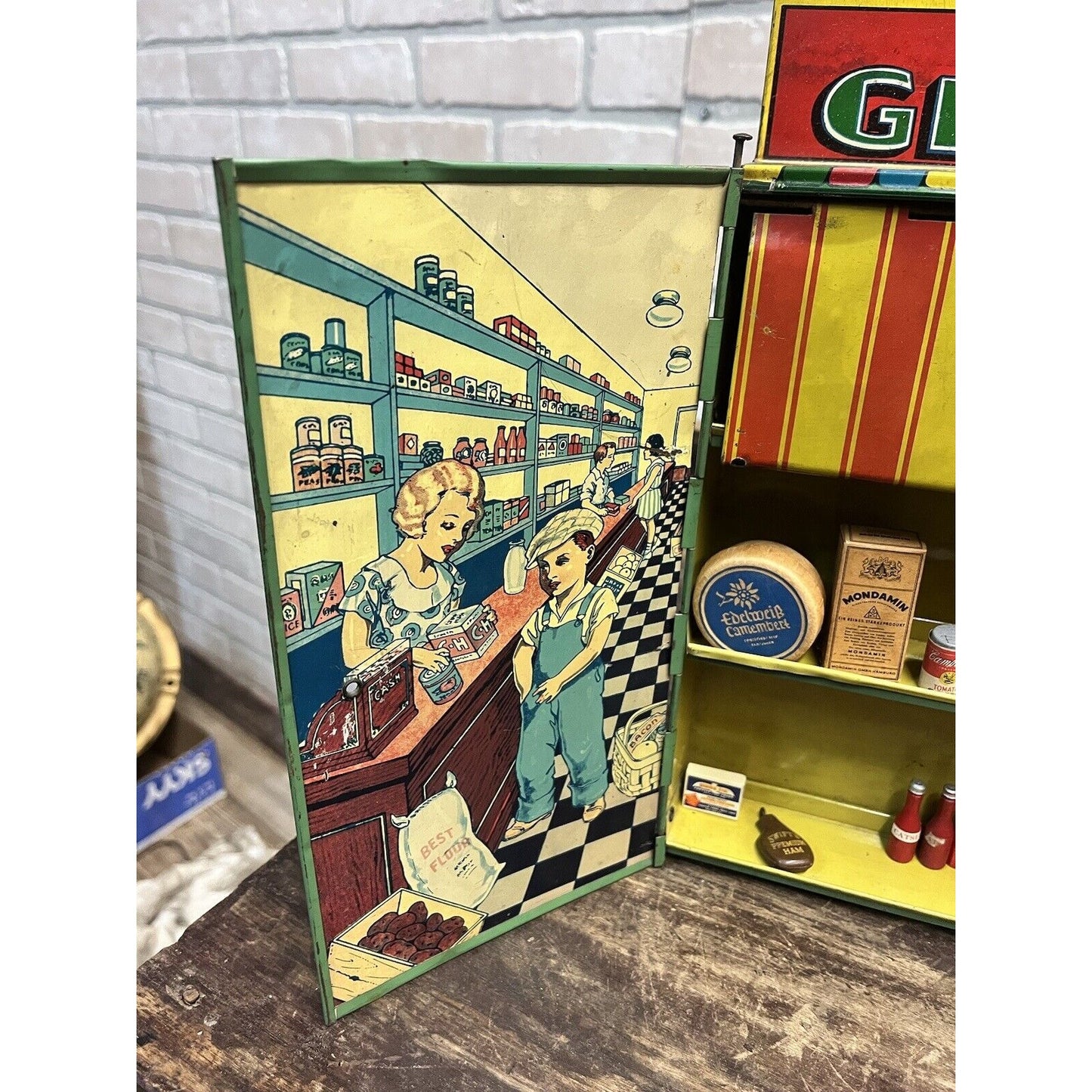 Vintage 1930s Wolverine Tin Litho General Store Grocery Child's Playset Toy