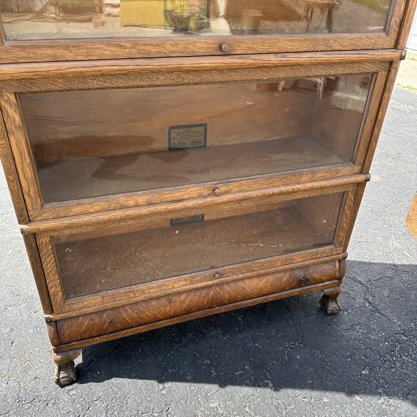 Antique Wooden Oak Globe-Wernicke 5-Stack Lawyer's Barrister Book shelf Cabinet