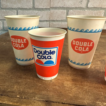 (4) Double Cola Soda Paper Wax Plastic Cup Sample Fountain Soda Drinks