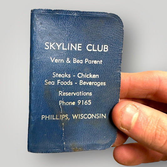 Vintage Skyline Club Phillips Wisconsin Wis Bar Restaurant Advertising Note Pad