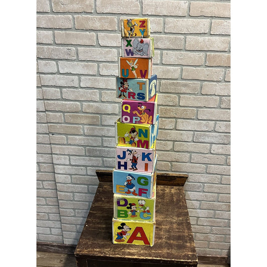 Vintage c1960s Walt Disney Alphabet / Number Children's Learning Toy Blocks