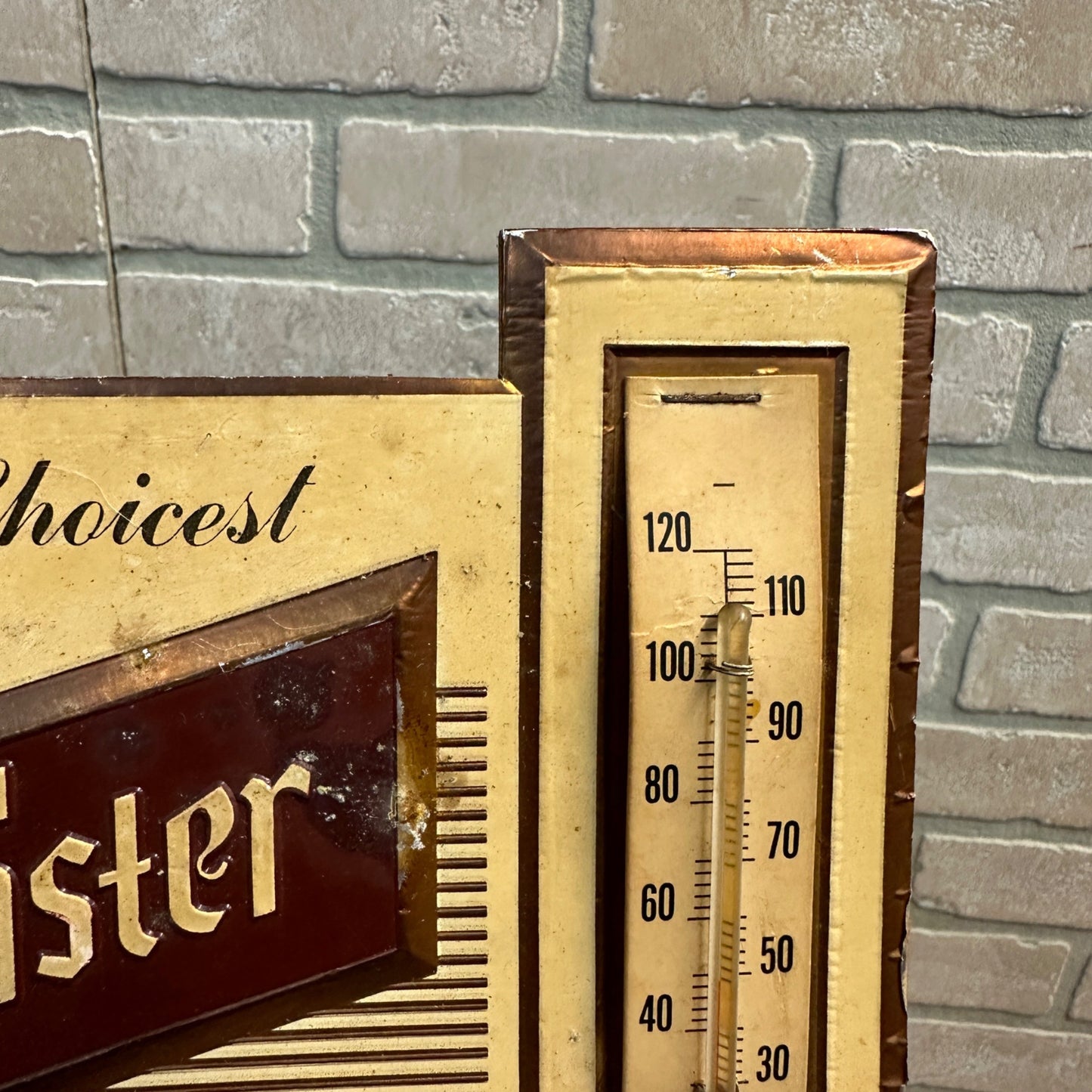 Vintage 1940s Braumeister Milwaukee's Choice Advertising Thermometer Sign