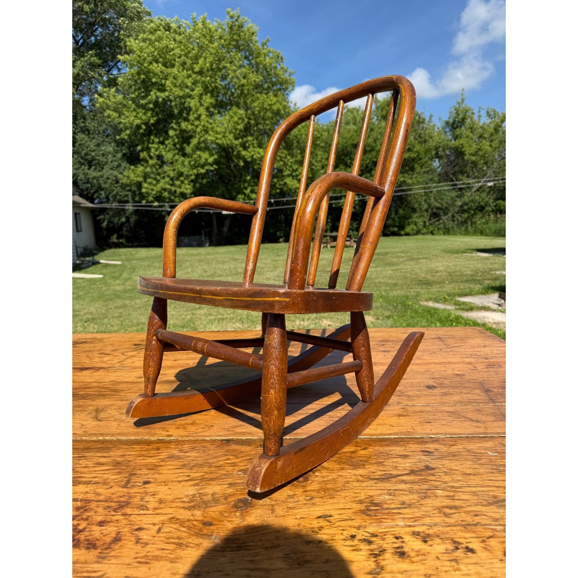 Antique Primitive Child's Windsor Rocking Chair Bentwood Colonial Revival AAFA