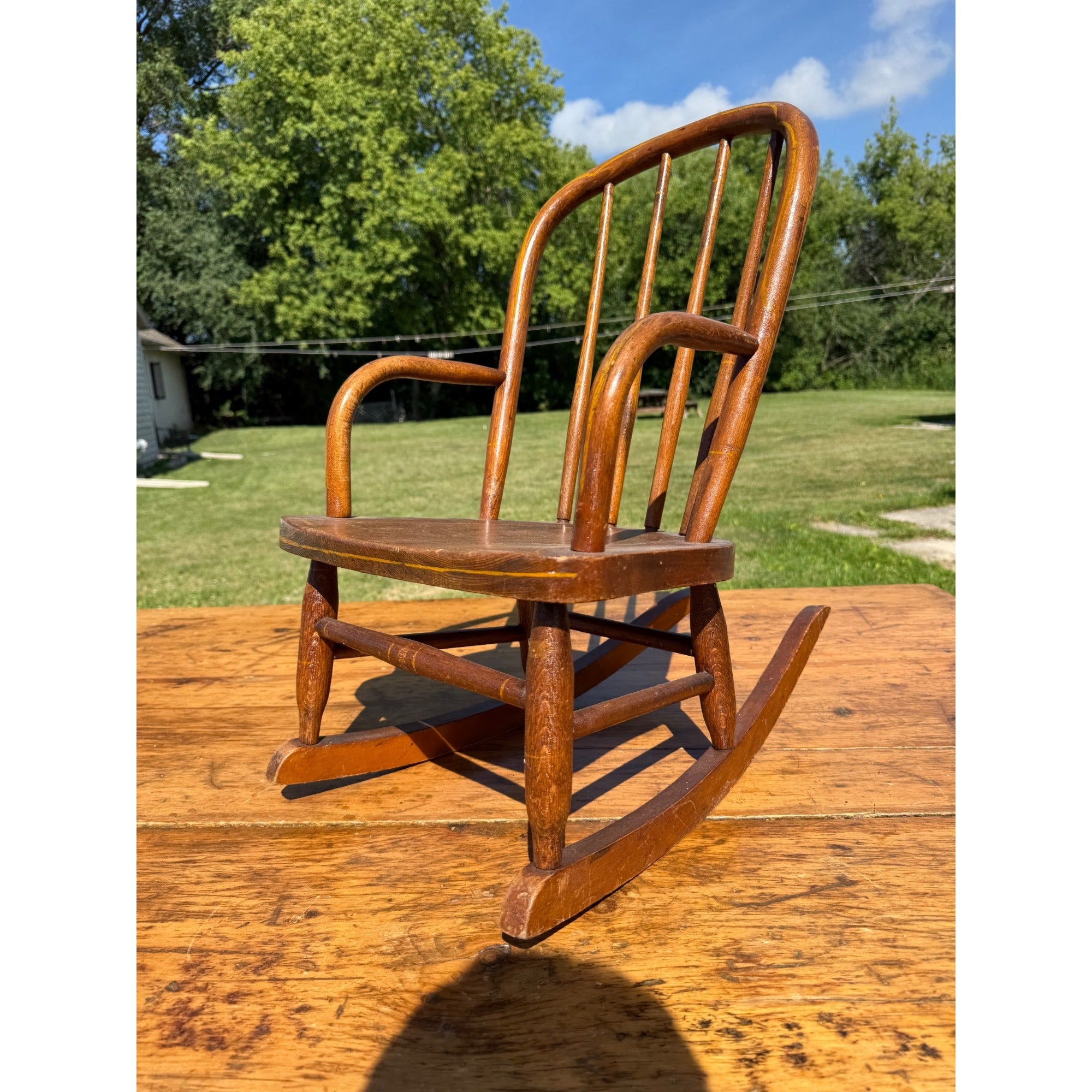 Antique Primitive Child's Windsor Rocking Chair Bentwood Colonial Revival AAFA