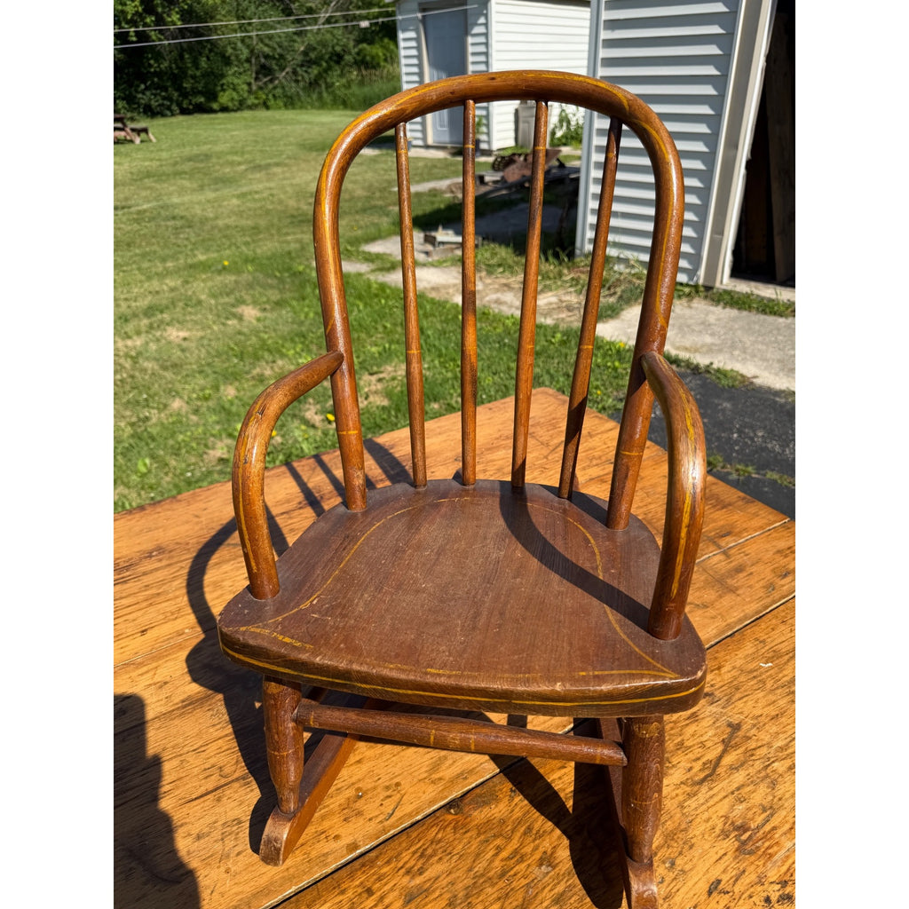 Antique Primitive Child's Windsor Rocking Chair Bentwood Colonial Revival AAFA