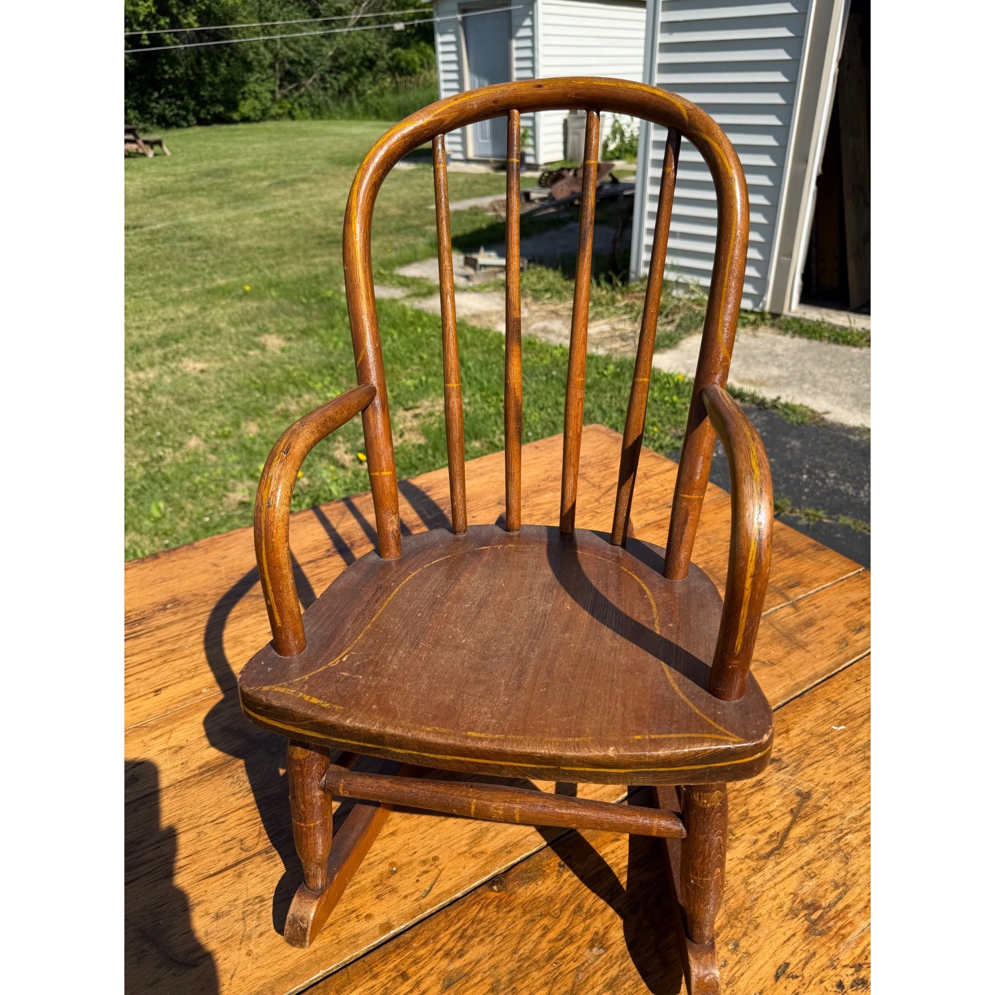 Antique Primitive Child's Windsor Rocking Chair Bentwood Colonial Revival AAFA