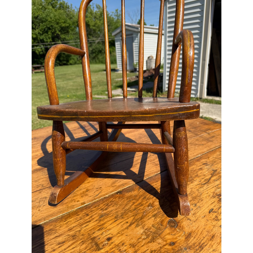Antique Primitive Child's Windsor Rocking Chair Bentwood Colonial Revival AAFA