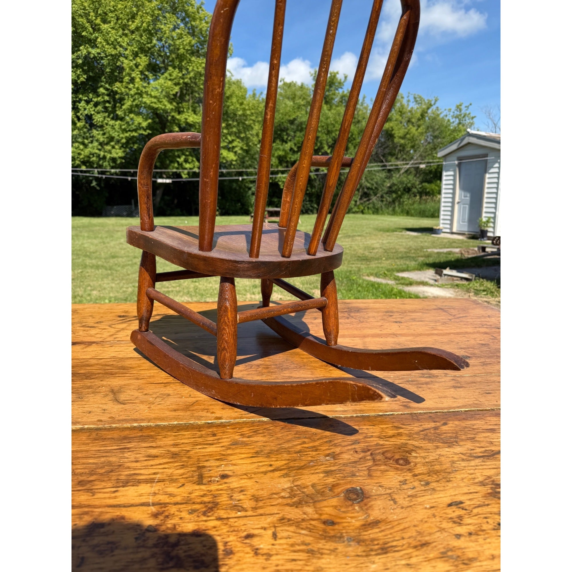 Antique Primitive Child's Windsor Rocking Chair Bentwood Colonial Revival AAFA