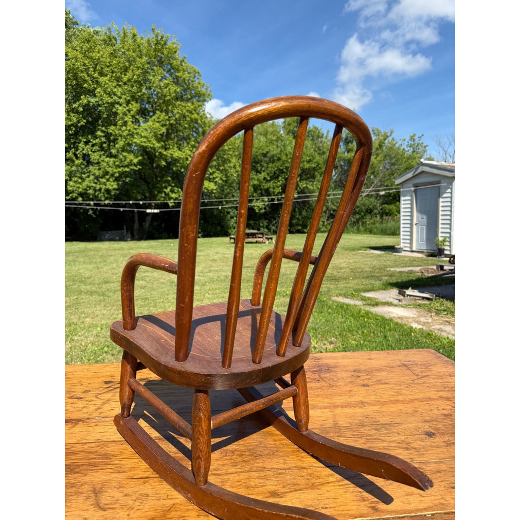 Antique Primitive Child's Windsor Rocking Chair Bentwood Colonial Revival AAFA
