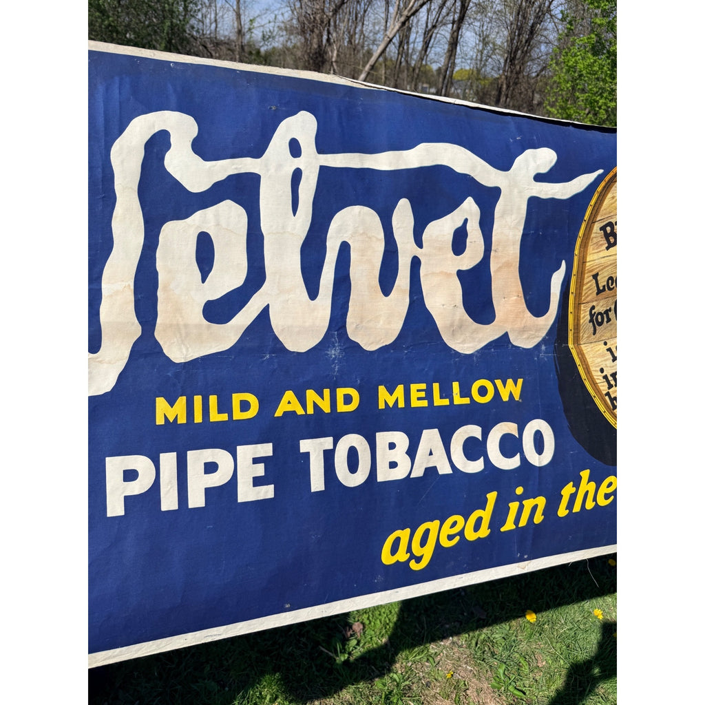 Vintage Velvet Pipe Tobacco Cloth Advertising Banner Sign General Store