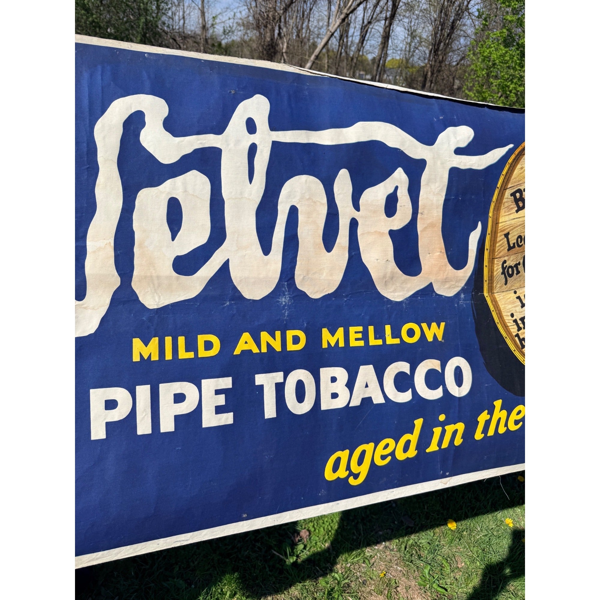 Vintage Velvet Pipe Tobacco Cloth Advertising Banner Sign General Store
