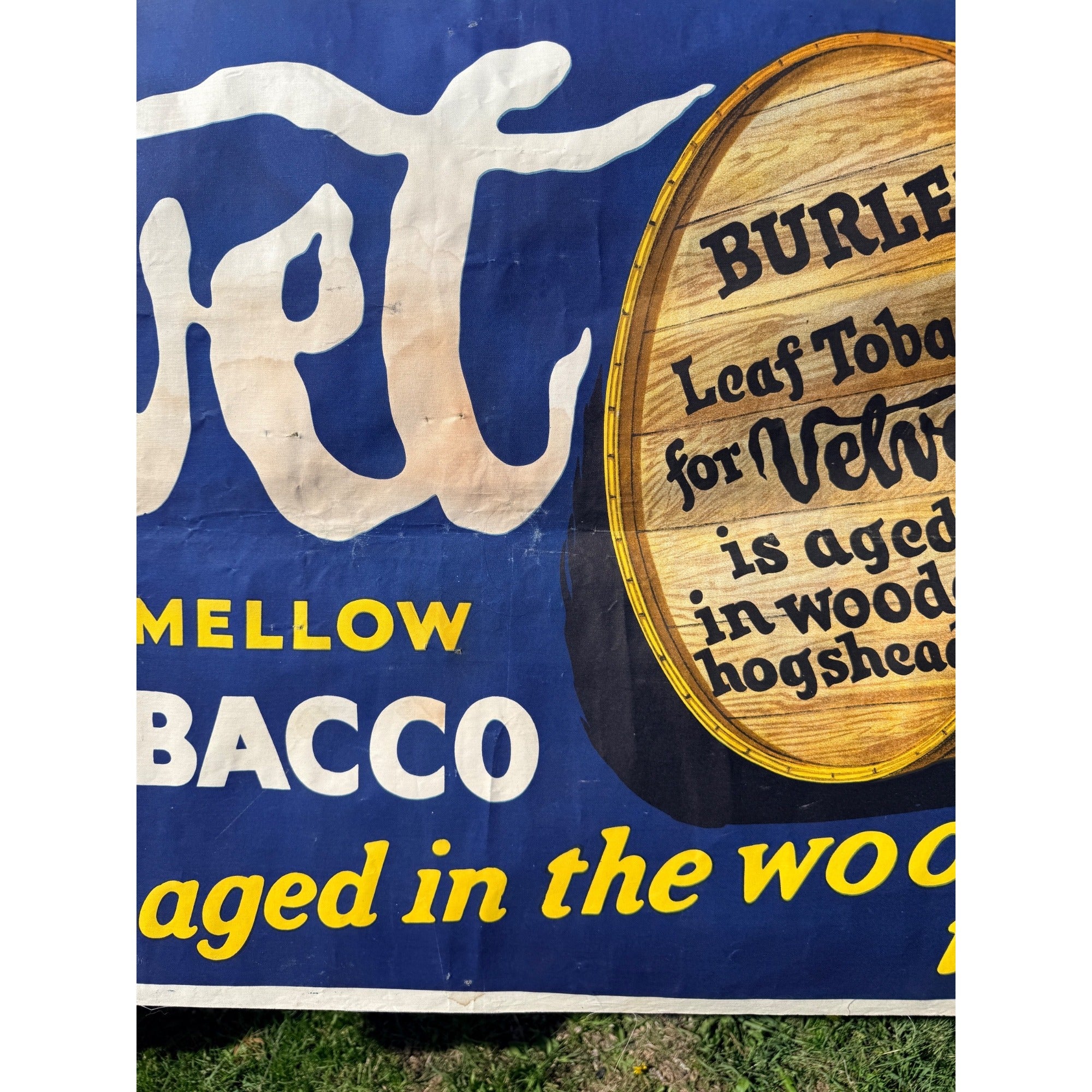 Vintage Velvet Pipe Tobacco Cloth Advertising Banner Sign General Store