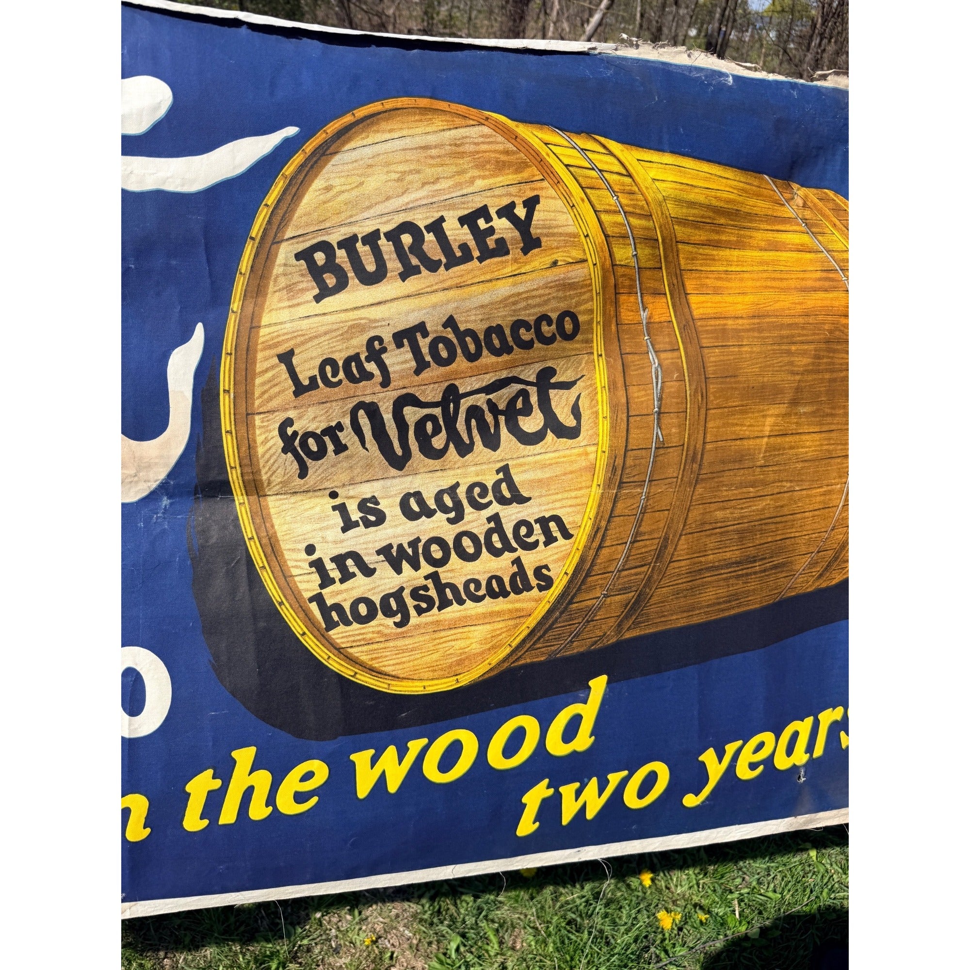 Vintage Velvet Pipe Tobacco Cloth Advertising Banner Sign General Store