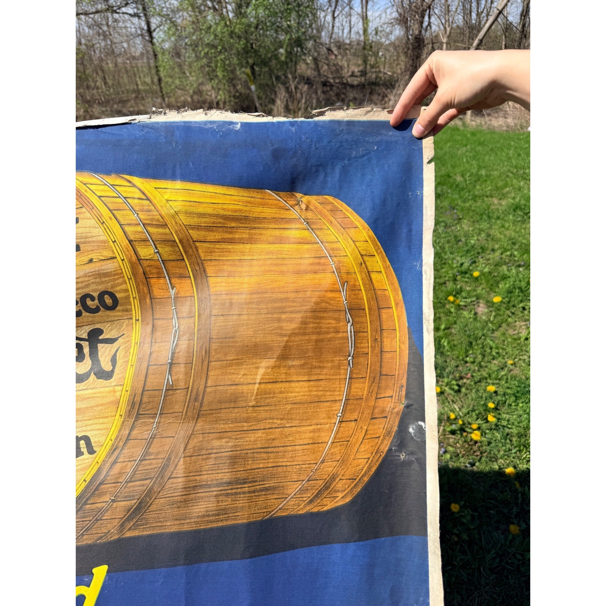 Vintage Velvet Pipe Tobacco Cloth Advertising Banner Sign General Store
