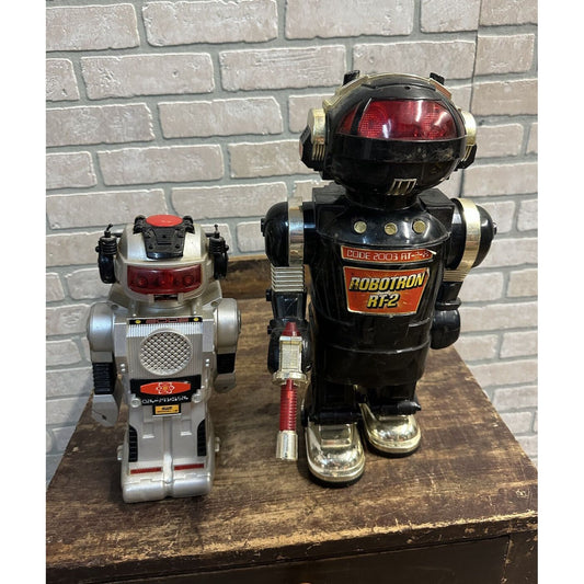 Vintage 1980s Robotron RT-2 Walking Robot (Works) + Magic Mike Robot Toy