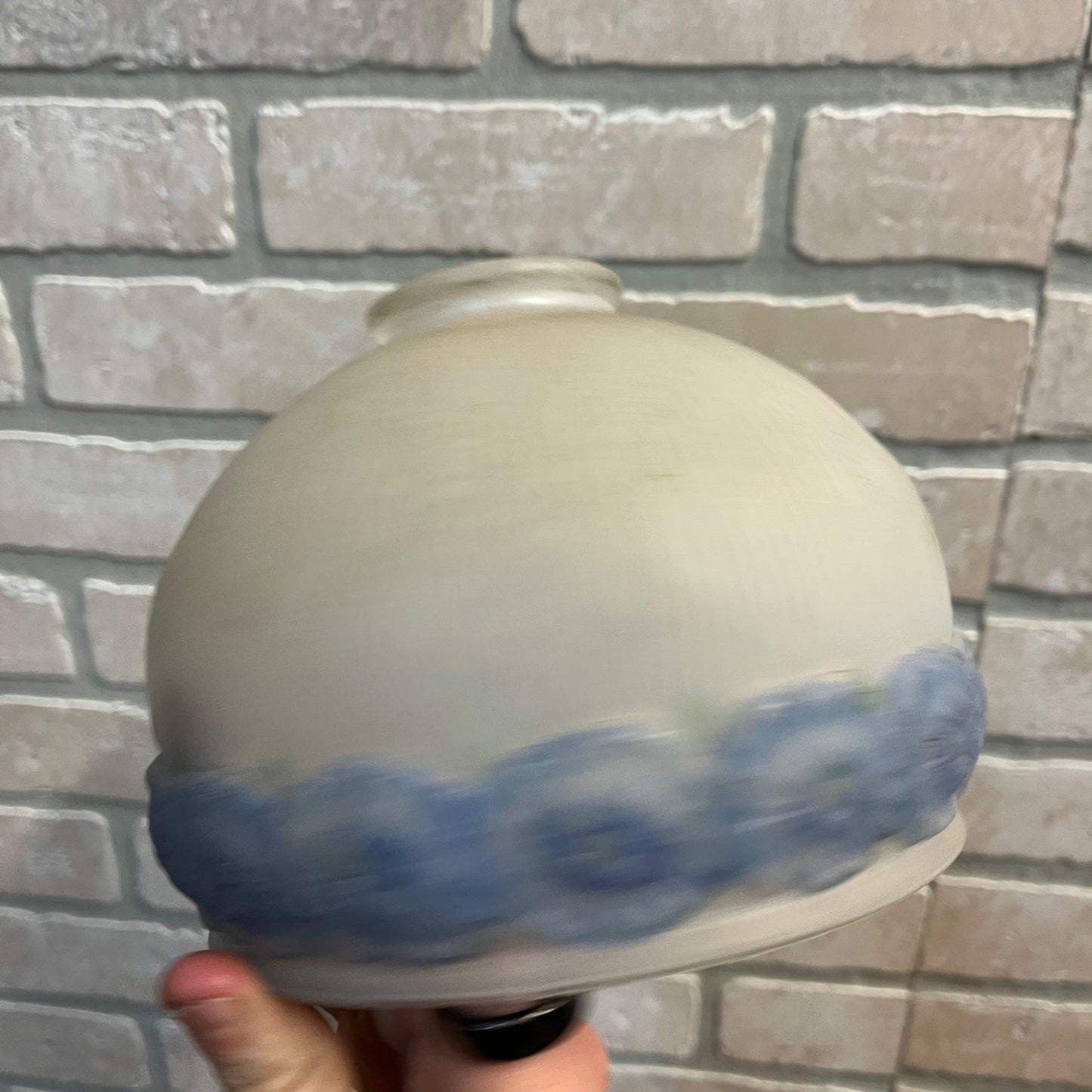 Vintage c1930s Art Deco Frosted Blue Flowers Textured Ceiling Light Lamp Shade Fitter