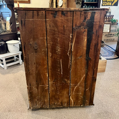 Antique Primitive c1880s Wooden Ice Box Cabinet  w/ Orante Spoon Carvings