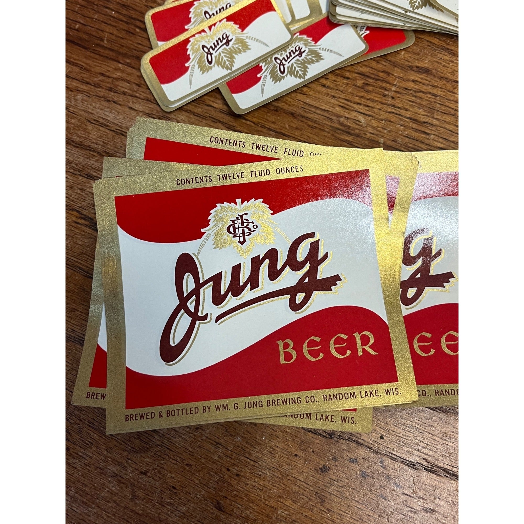 Vintage Huge Lot Jung Beer Random Lake 1940s Beer Bottle Labels 40+ Brewery