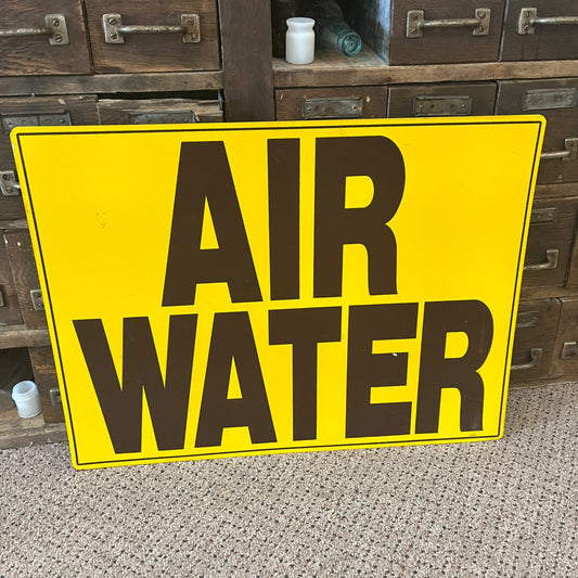 Vintage 1960s Yellow Air & Water Sign Service Station Air Meter Sign