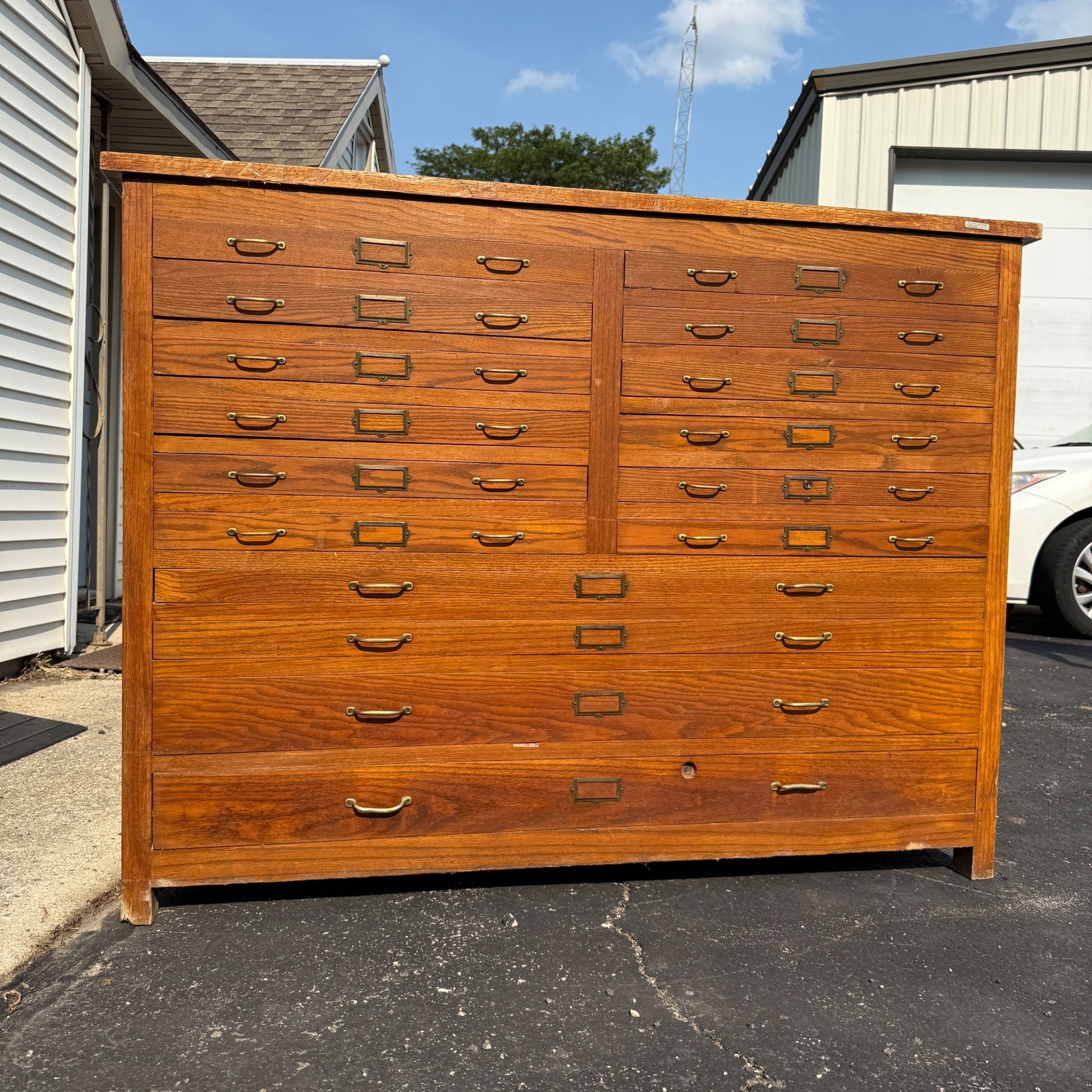 Vintage Double Lateral Filing Cabinet Blueprint / Map Storage Industrial File Cabinet