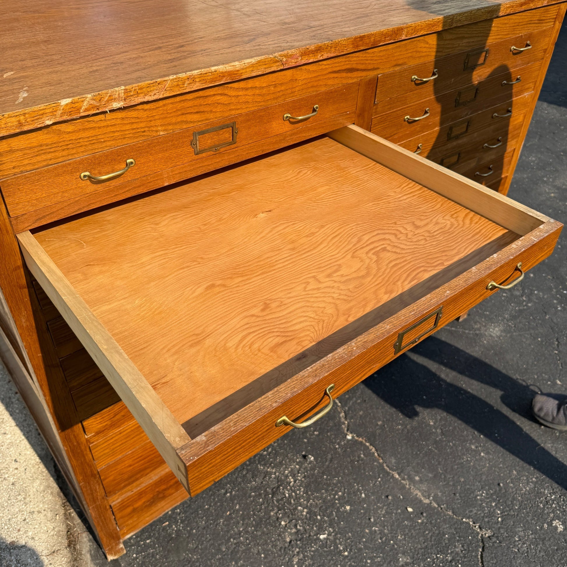 Vintage Double Lateral Filing Cabinet Blueprint / Map Storage Industrial File Cabinet