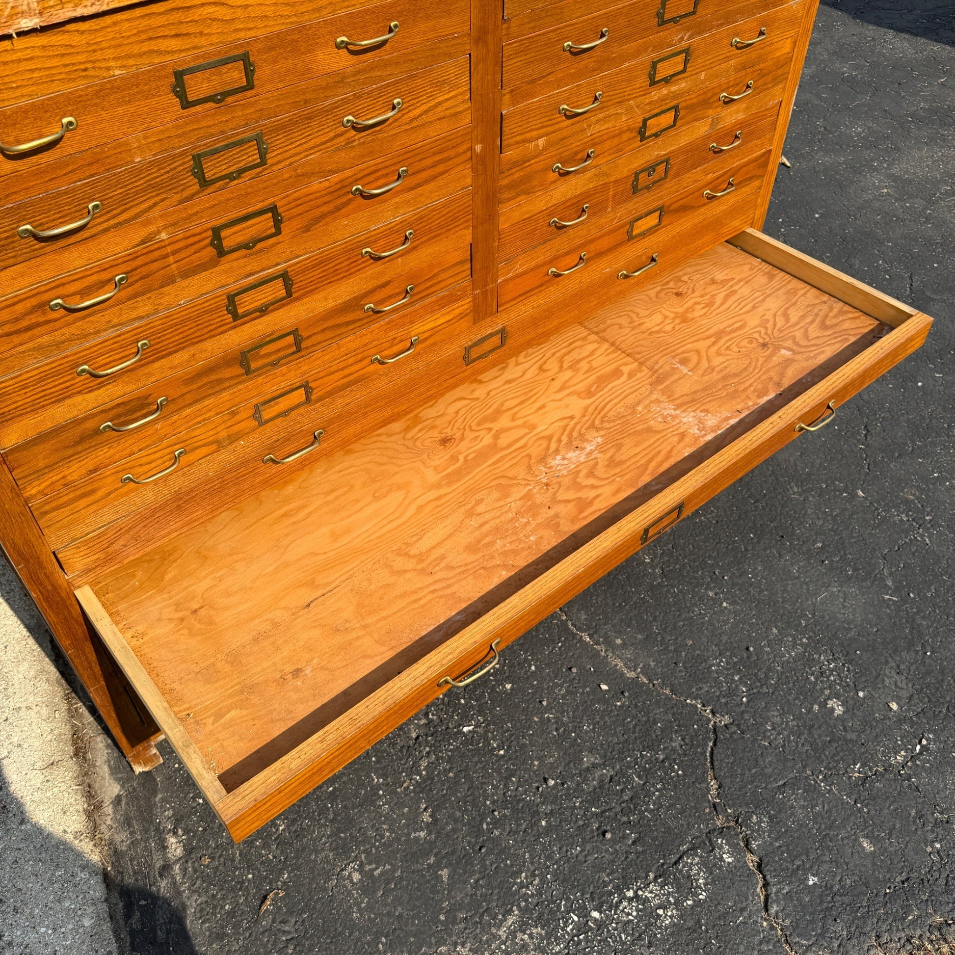 Vintage Double Lateral Filing Cabinet Blueprint / Map Storage Industrial File Cabinet