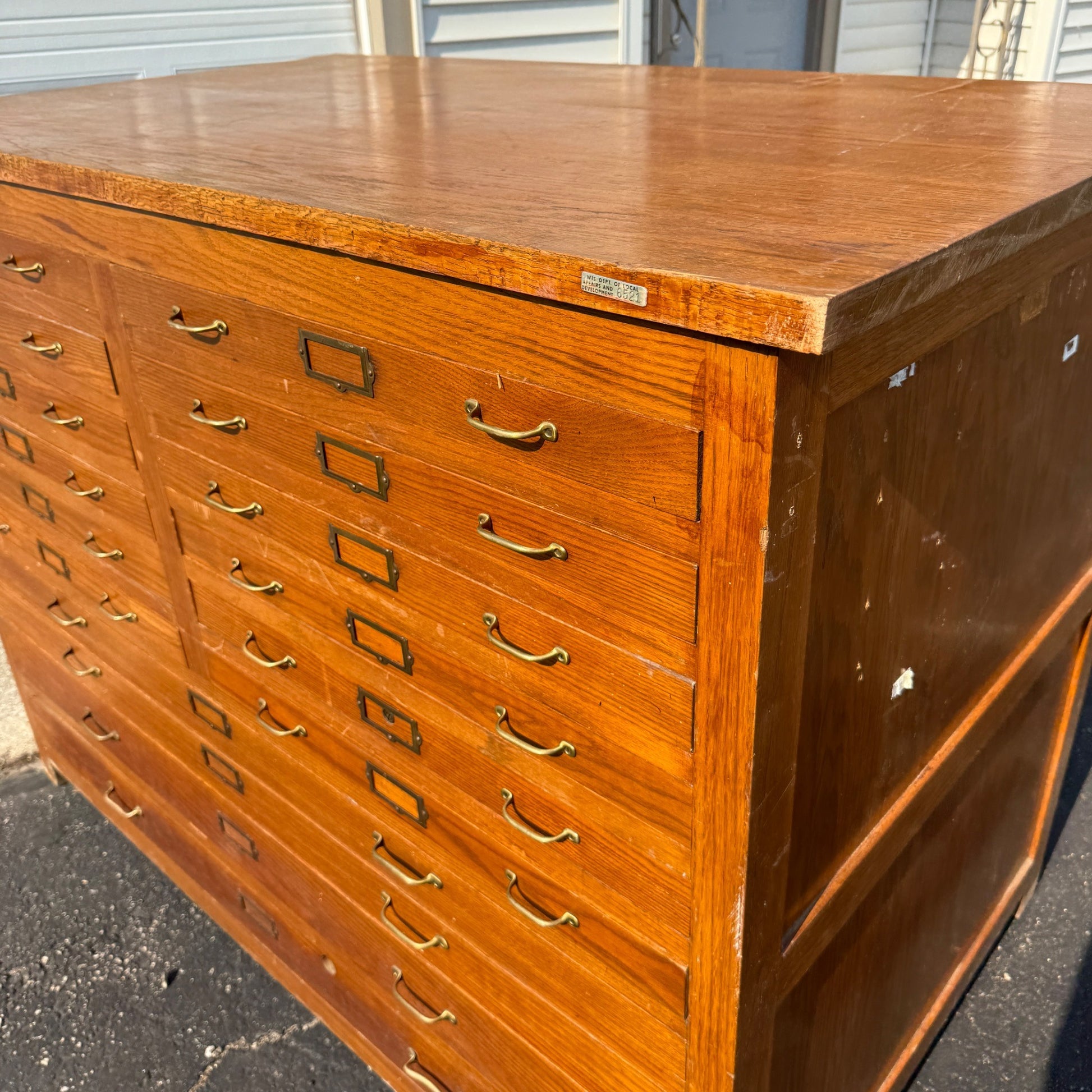 Vintage Double Lateral Filing Cabinet Blueprint / Map Storage Industrial File Cabinet